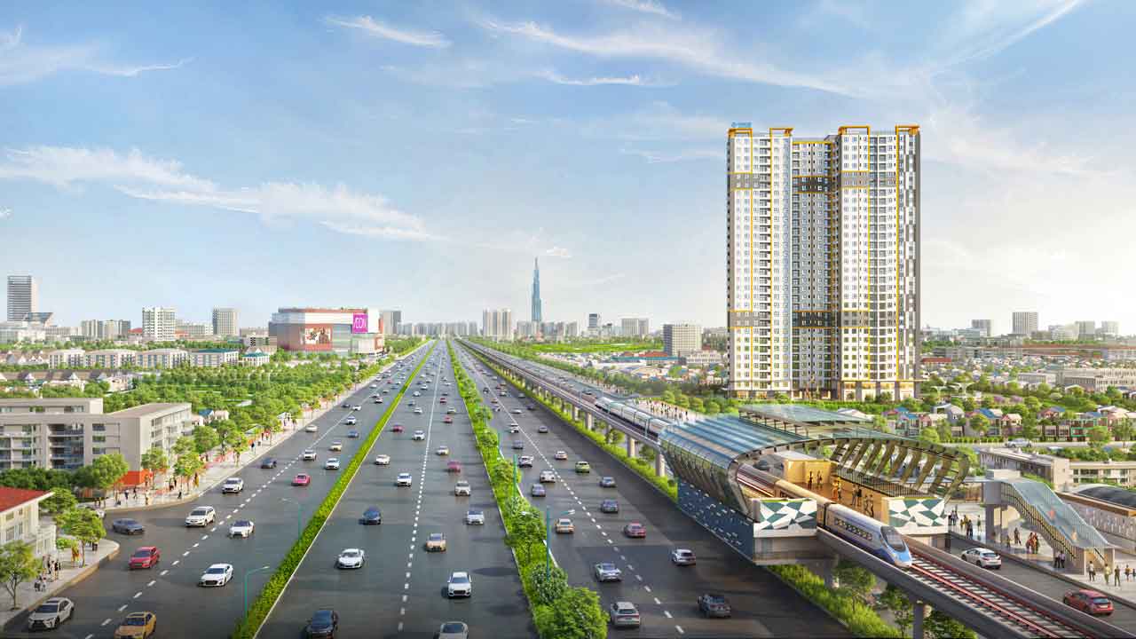 Diaomond Boulevard án ngữ vị trí đắc địa mặt tiền Đại lộ Bình Dương