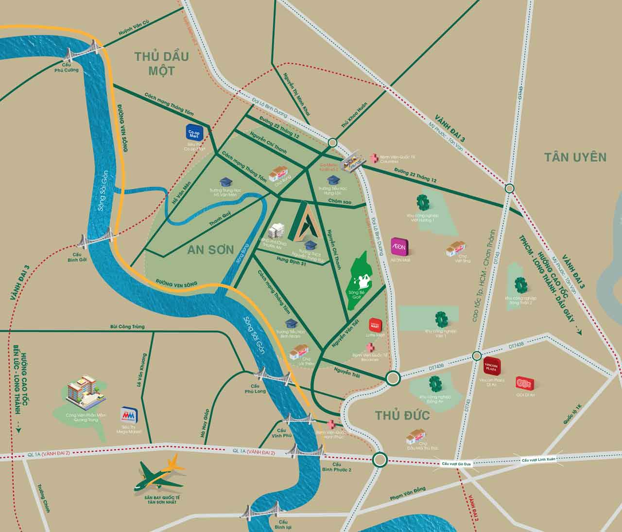 Vị trí dự án Emerald Garden View Thuận An