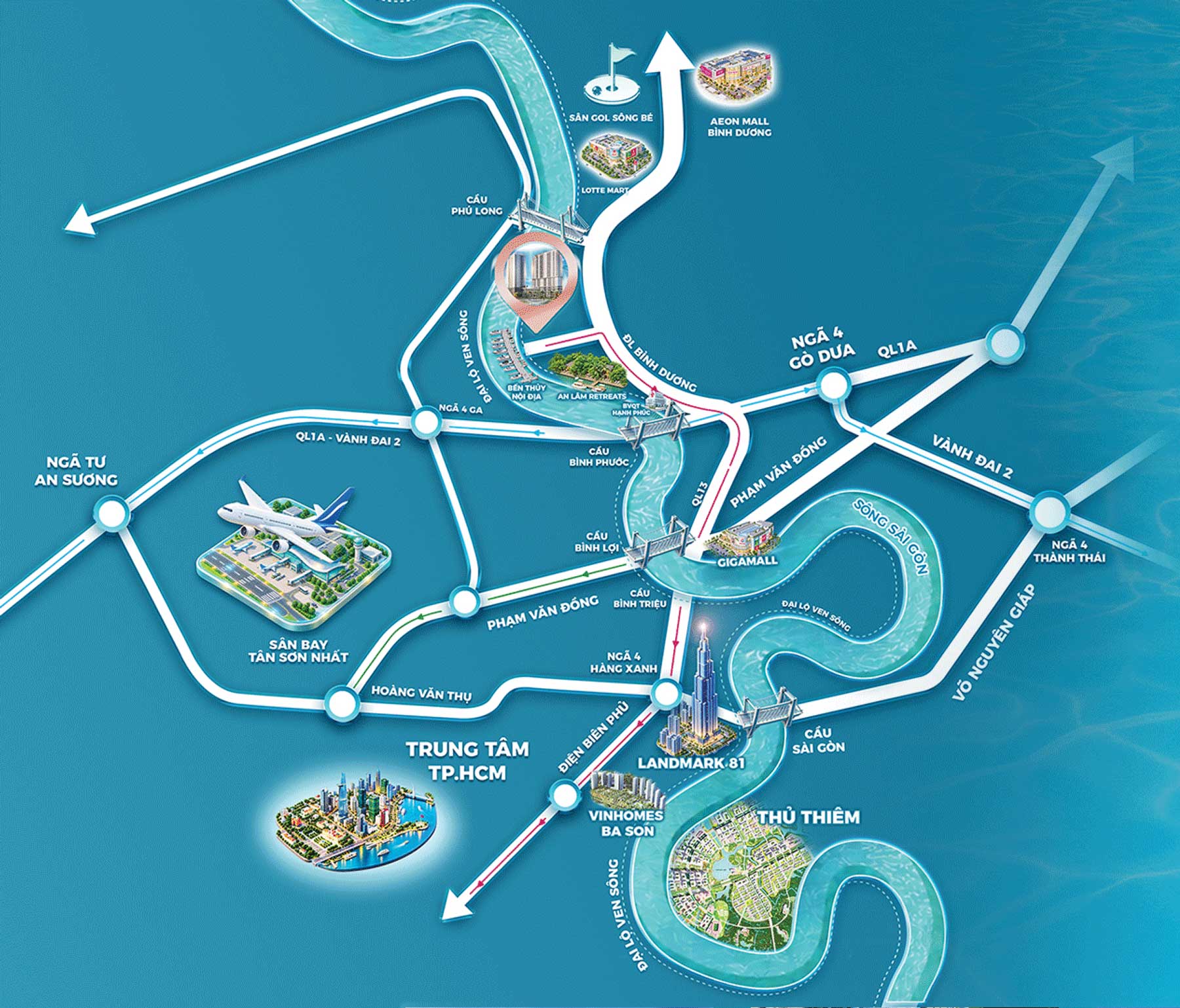 Vị trí dự án Serena Riverside mặt tiền sông Sài Gòn xanh mát
